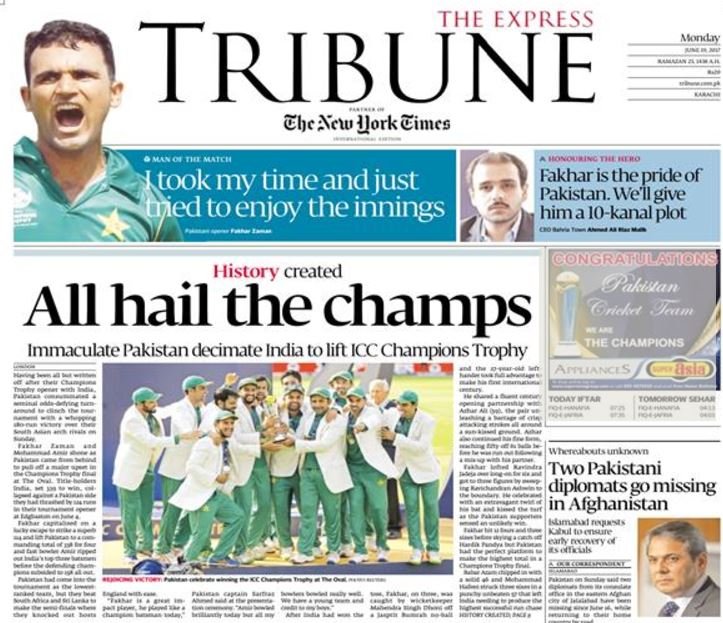 ‘we Are The Champions How Pakistani Newspapers Reported Champions