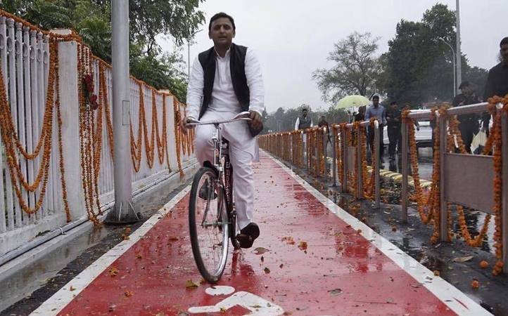 Image result for akhilesh yadav on cycle