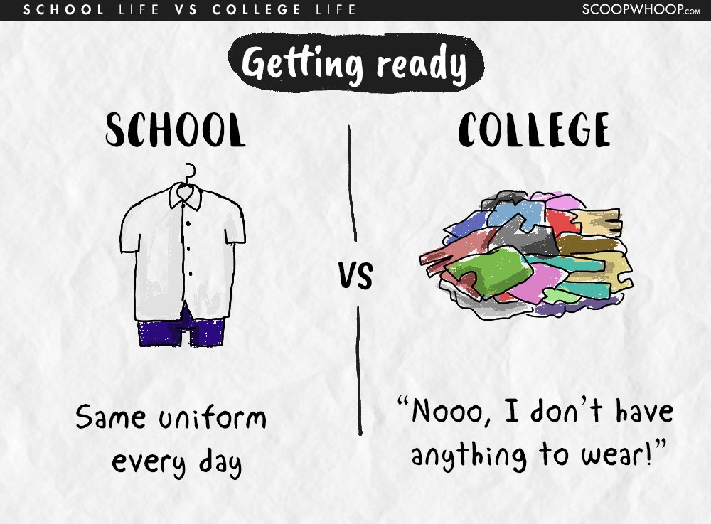 difference between school life and college life