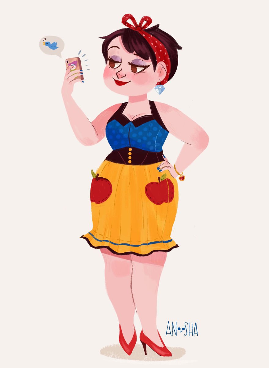 This Artist Reimagines Disney Princesses As Modern Day Girls That We Can Relate To And They