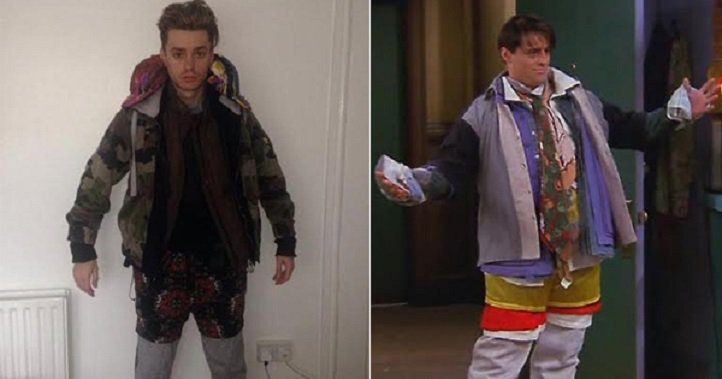 joey wearing chandlers clothes