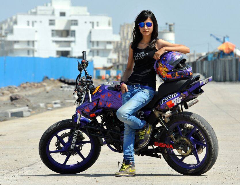 girl bike stunt