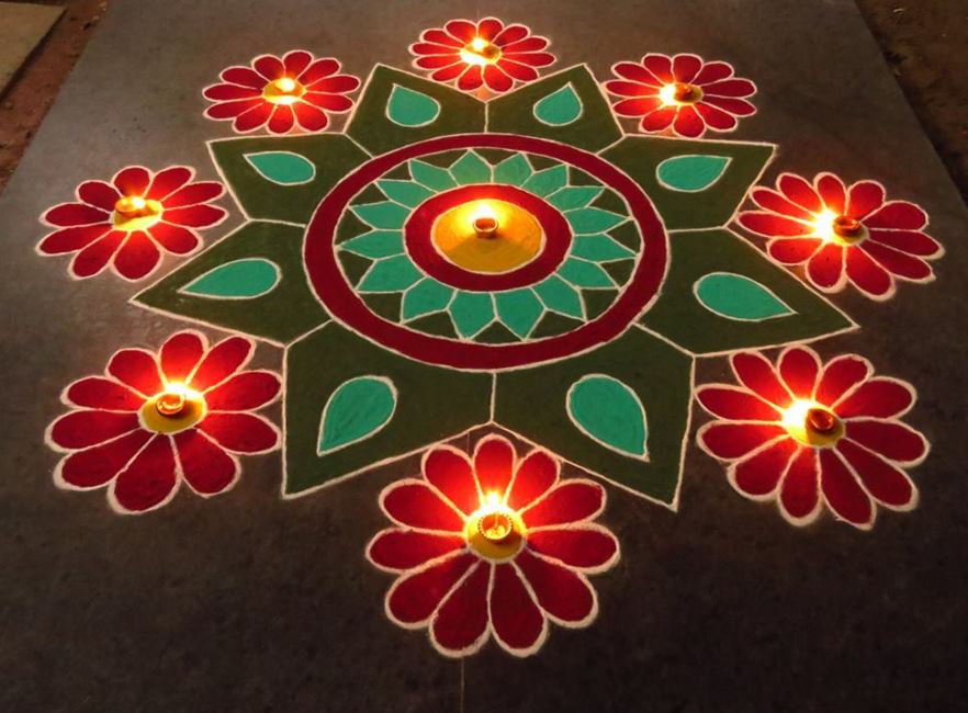 Get Flower Simple Rangoli Kolam Flower Rangoli Design For Diwali 2019 Pics