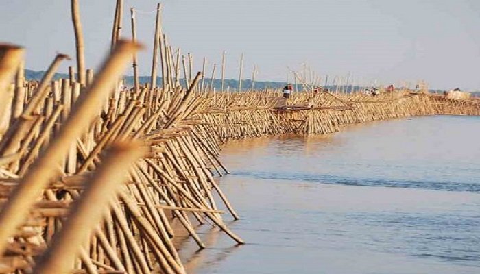 A unique bridge, which is broken in the rainy season and built again in the summer