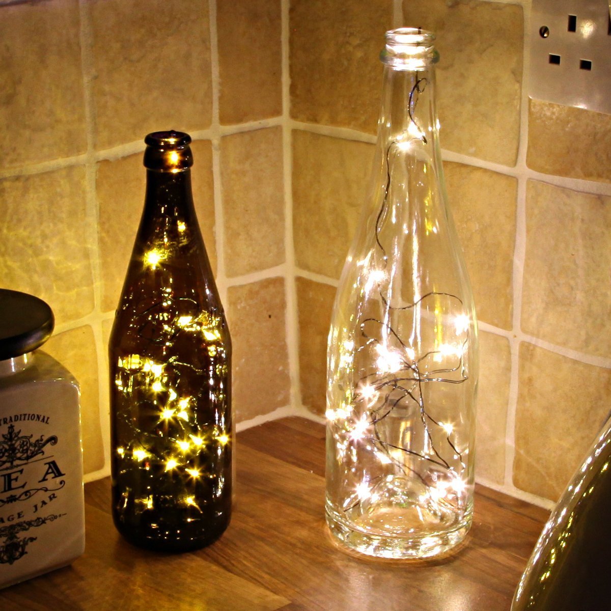lights fairy 220v bottle wine christmas lamps light string connectable led silver