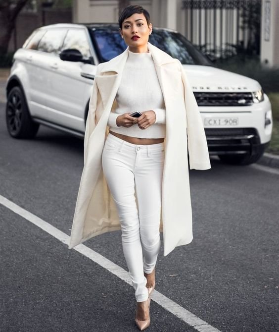 all white work outfit