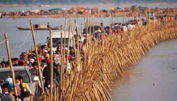 A unique bridge, which is broken in the rainy season and built again in the summer