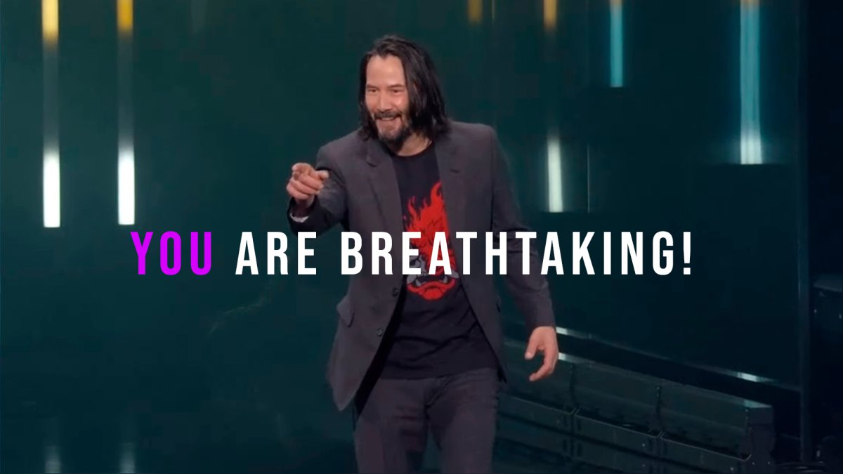 Keanu Reeves Just Signed A 'You're Breathtaking' Sign For A Fan.