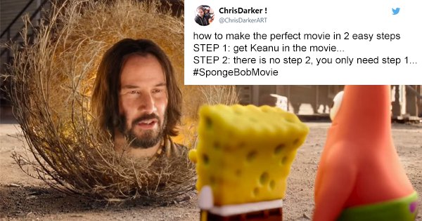 Keanu Reeves Appears As A Floating Tumbleweed In The New SpongeBob Movie